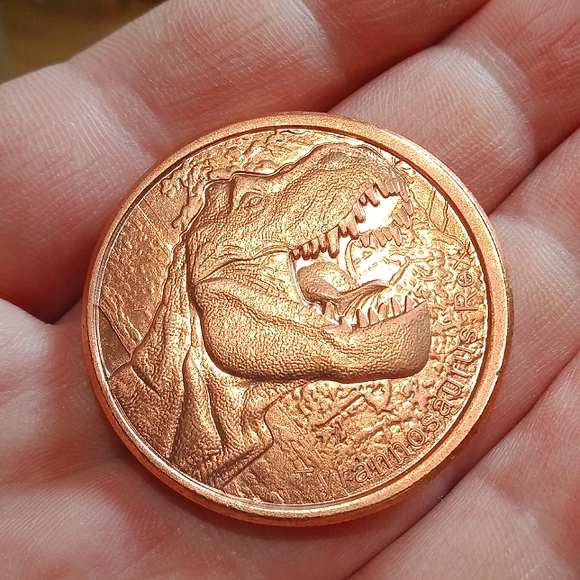 🦖 1 oz Copper Round - Tyrannosaurus Rex + Free Copper Penny - Picture 4 of 4
